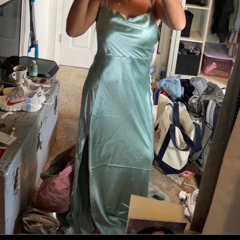 Birdy Grey Sage Green Satin Bridesmaid Dress